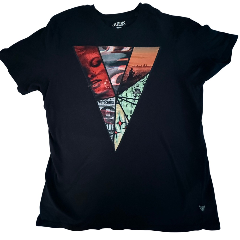 GUESS T-Shirt Medium Black Graphic Print Crew Neck Short Sleeve Menswear - Picture 3 of 8
